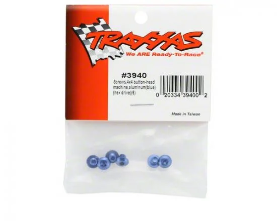 Traxxas Screws 4x4mm button-head machine Aluminium (blue) (hex drive) (6) — image 2 of 2
