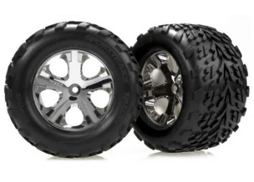 Traxxas Talon tires All-Star chrome wheels foam inserts (assembled and glued) (electric rear) (2) — image 2 of 3