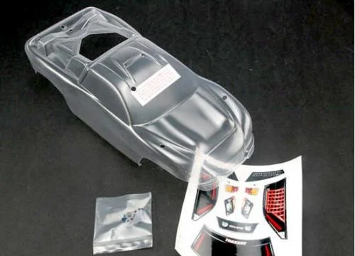 Traxxas Body Nitro Rustler (clear requires painting)/window grill lights decal sheet/ wing and Aluminium hardware &mdash; image 2 of 3