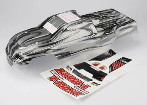 Traxxas T-MAXX ProGraphix Body (long wheelbase) (replacement for painted body. Graphics are painted- requires paint and final color application)/ window grill lights decal sheet — image 2 of 3