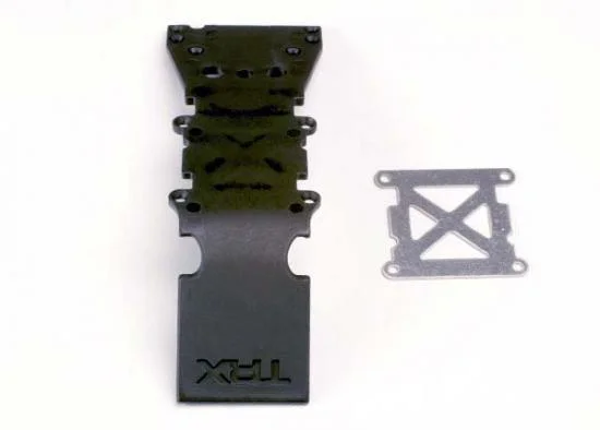 Traxxas Skidplate front plastic (black)/ stainless steel plate &mdash; image 2 of 2