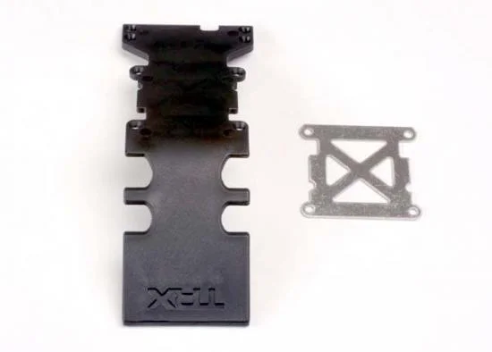 Traxxas Skidplate rear plastic (black)/ stainless steel plate — image 2 of 2