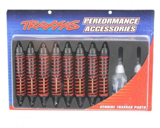 Traxxas Hard-anodized PTFE-coated T6 Aluminium Big Bore Shocks (assembled w/ red springs TiN shafts) &mdash; image 2 of 2