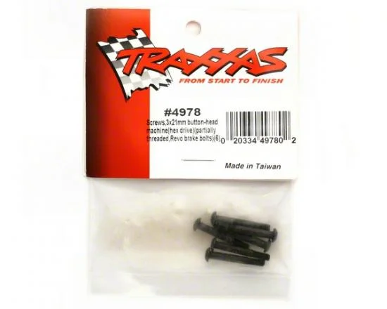 Traxxas Screws 3x21mm button-head machine (hex drive) (partially threaded Revo brake bolts) (6) — image 3 of 3