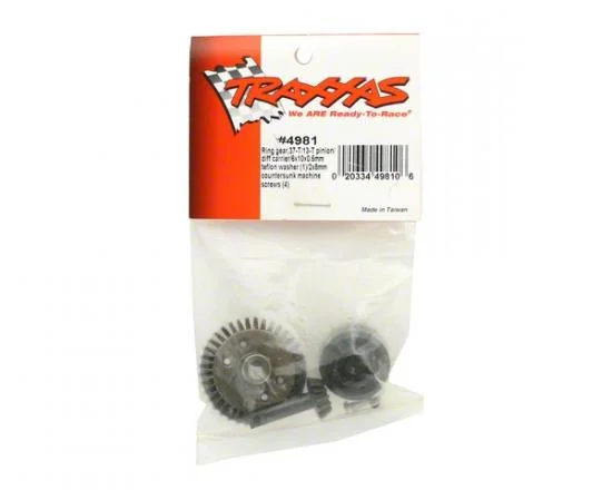 Traxxas Ring gear 37-T/ 13-T pinion/ diff carrier/6x10x0.5mm PTFE-coated washer (1)/ 2x8mm countersunk machine screws (4) — image 3 of 3