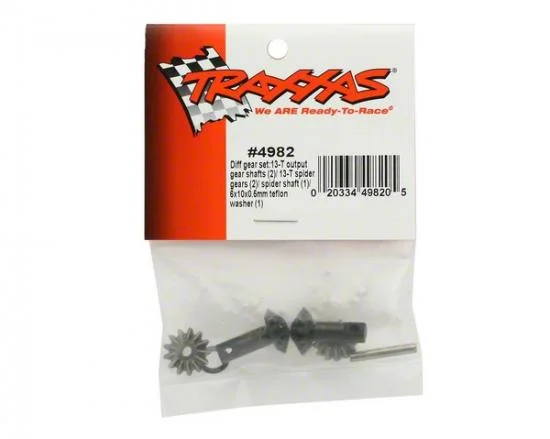 Traxxas Diff gear set: 13-T output gear shafts (2)/ 13-T spider gears (2)/ spider shaft (1)/ 6x10x0.5mm PTFE-coated washer (1) — image 3 of 3