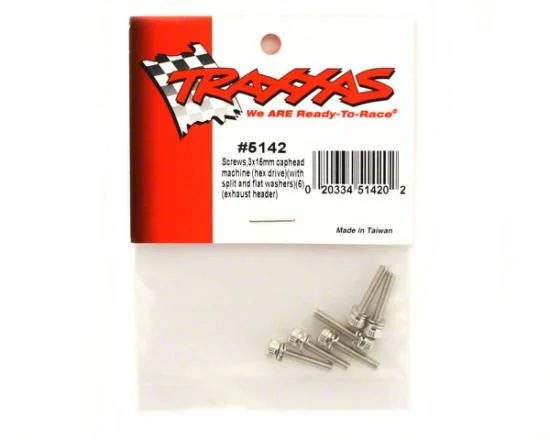 Traxxas Screws 3x15mm cap-head machine (hex drive) (with split and flat washers) (6) — image 3 of 3