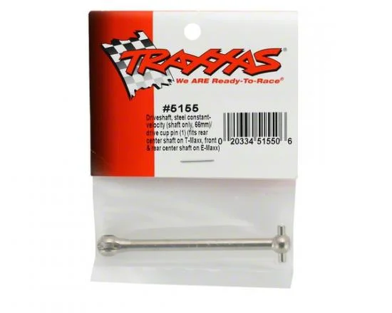 Traxxas Driveshaft steel constant-velocity (shaft only 66mm)/ drive cup pin (1) (fits rear center shaft on T-MAXX front rear center shaft on E-MAXX) &mdash; image 2 of 2