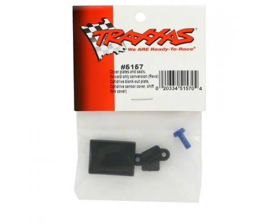 Traxxas Cover plates and seals forward only conversion (Revo) (Optidrive blank-out plate Optidrive sensor cover shift fork cover) These seals cover all of the openings in the receiver box and transmission when the forward only conversion is instal ** CLEA &mdash; image 3 of 3