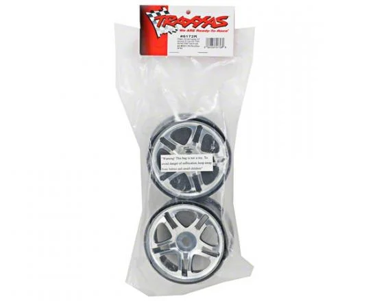 Traxxas SS (Split-Spoke) 3.8 Wheels (chrome) (2) (use with 17mm splined wheel hubs nuts part 5353X) (fits Revo/MAXX series) &mdash; image 3 of 3