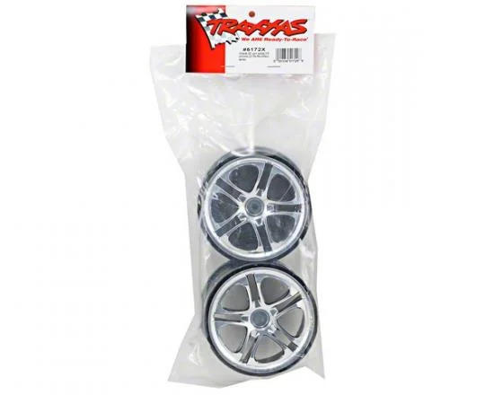 Traxxas SS (Split-Spoke) 3.8 Wheels (chrome) (2) (fits Revo/MAXX series with 14mm Hex) — image 3 of 3