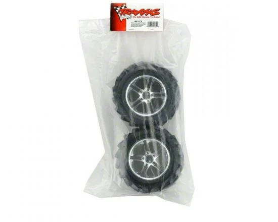 Traxxas Chevron Tyres Pre-Glued On Split Spoke Chrome Wheels (pair) — image 3 of 3