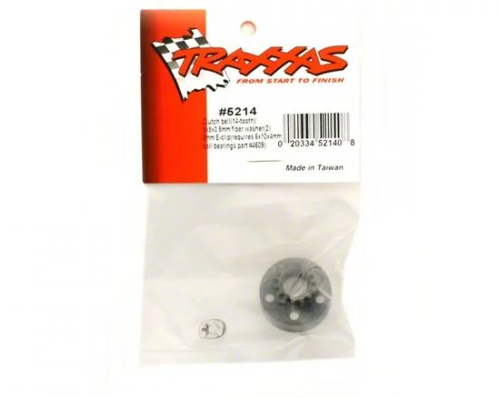Traxxas Clutch bell (14-tooth)/5x8x0.5mm fiber washer (2)/ 5mm e-clip (requires 5x10x4mm ball bearings part 4609) (1.0 metric pitch) &mdash; image 3 of 3