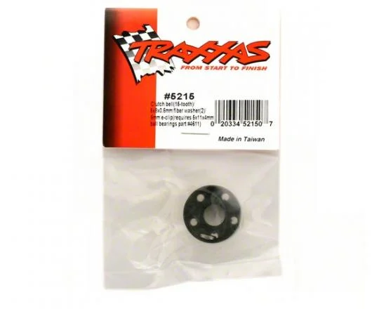 Traxxas Clutch bell (15-tooth)/5x8x0.5mm fiber washer (2)/ 5mm e-clip (requires 5x11x4mm ball bearings part 4611) (1.0 metric pitch) &mdash; image 3 of 3