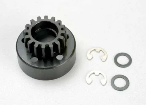 Traxxas Clutch bell (16-tooth)/5x8x0.5mm fiber washer (2)/ 5mm e-clip (requires 5x11x4mm ball bearings part 4611) (1.0 metric pitch) — image 2 of 3