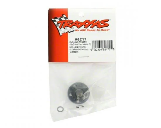 Traxxas Clutch bell (17-tooth)/5x8x0.5mm fiber washer (2)/ 5mm e-clip (requires 5x11x4mm ball bearings part 4611) (1.0 metric pitch) — image 2 of 2