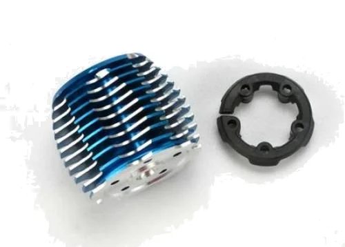 Traxxas Cooling head PowerTune (machined Aluminium blue-anodized) (TRX 2.5 and 2.5R)/ head protector (plastic) — image 2 of 3