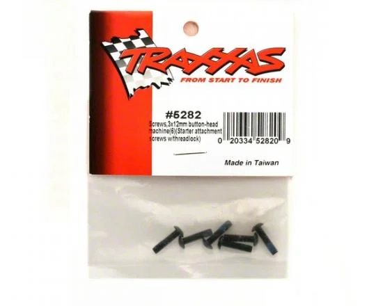 Traxxas Screws 3x12mm button-head machine (6) (starter attachment screws with Threadlock) &mdash; image 3 of 3