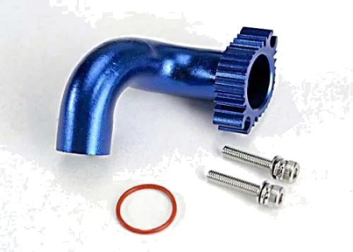 Traxxas Header blue-anodized Aluminium (for rear exhaust engines only) (TRX 2.5 2.5R 3.3) — image 2 of 3
