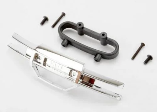Traxxas Bumper front (chrome)/ bumper mount front/ 4x10mm BCS (2)/ 3x25mm BCS (2) — image 2 of 2