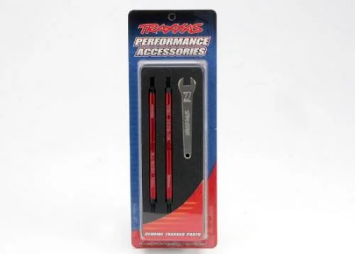 Traxxas 7075-T6 red-anodized Aluminium TUBES toe links (128mm fits front or rear) (2)/ rod ends rear (4)/ rod ends front (4)/ wrench (1) — image 2 of 5