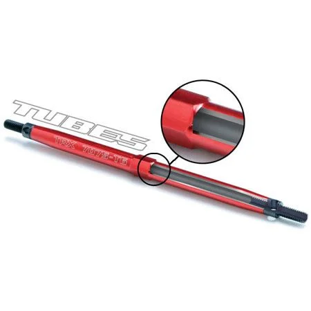 Traxxas 7075-T6 red-anodized Aluminium TUBES toe links (128mm fits front or rear) (2)/ rod ends rear (4)/ rod ends front (4)/ wrench (1) — image 3 of 5