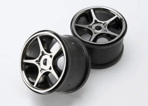 Traxxas Gemini 3.8 Wheels (black chrome) (2) (use with 17mm splined wheel hubs nuts part 5353X) — image 2 of 3
