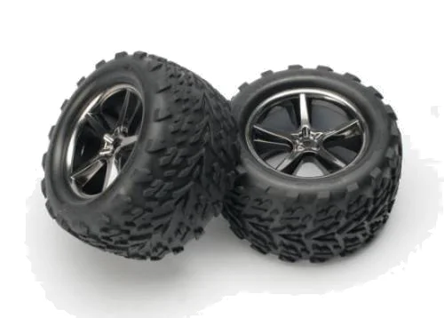 Traxxas Talon Tyres Pre-Glued On Black Gemini Chrome Wheels - Pair — image 2 of 3
