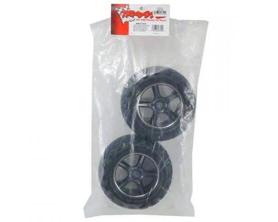 Traxxas Talon tires Gemini black chrome wheels foam inserts (assembled glued) (2) (use with 17mm splined wheel hubs nuts) (TSM rated) &mdash; image 3 of 3