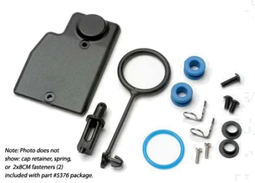Traxxas Rebuild kit fuel tank (includes: mounting post grommets (2) tank guard mounting clips (2) cap o-ring cap o-ring retainer cap pull ring spring hardware) — image 2 of 3