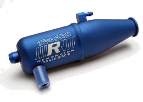 Traxxas Tuned pipe Resonator R.O.A.R. legal blue-anodized (Aluminium single chamber) (fits Jato N. Rustler N. 4-Tec with TRX Racing Engines) — image 2 of 3