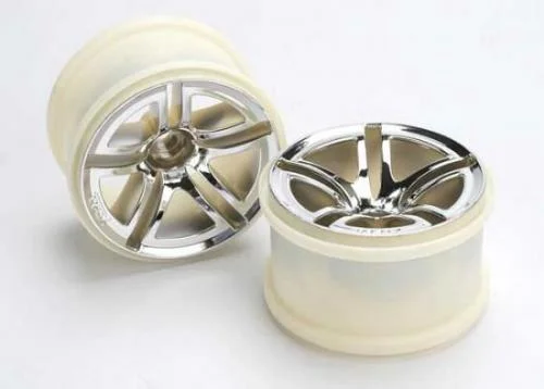 Traxxas Twin-Spoke 2.8 Wheels (chrome) (nitro rear/ electric front) (2) &mdash; image 2 of 3