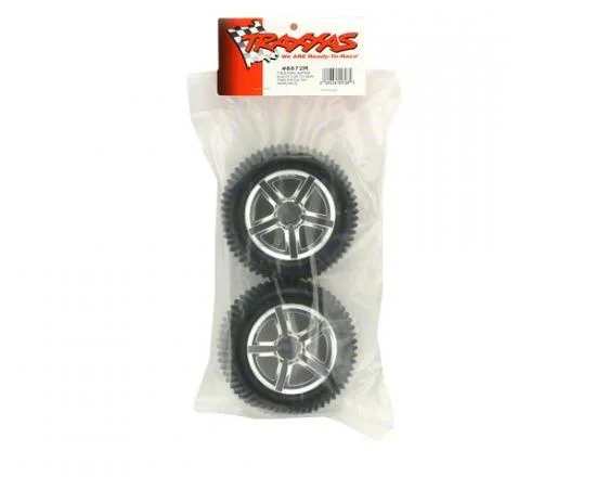 Traxxas Alias tires Twin-Spoke chrome wheels foam inserts (assembled and glued) (nitro rear) (2) — image 3 of 3