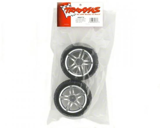Traxxas Victory Tyres Pre Glued On Twin Spoke Chrome Wheels - 12mm Hex Fit — image 3 of 3