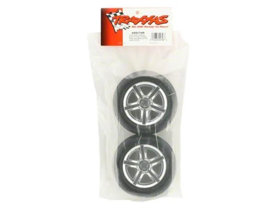 Traxxas Alias ribbed tires Twin-Spoke wheels foam inserts (assembled and glued) (nitro front) (2) — image 3 of 3