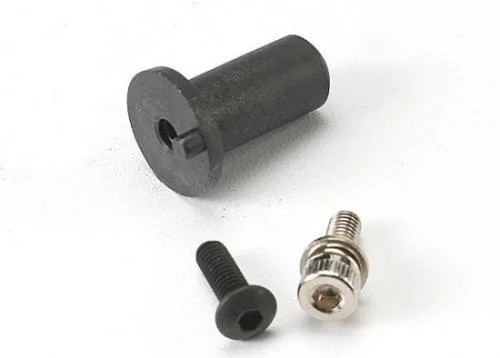 Traxxas Motor mount hinge post/ 4x12mm BCS (1)/ 4x10mm CS with split and flat washer (1) — image 2 of 3