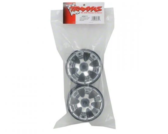 Traxxas Wheels Geode 3.8 (chrome) (2) (use with 17mm splined wheel hubs nuts part 5353X beadlock-style sidewall protectors part 5665 5666 5667) — image 2 of 2