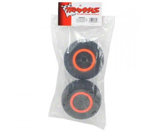 Traxxas Tire wheel assy glued (SCT black orange beadlock wheels SCT off-road racing tires foam inserts) (2) (2WD front) — image 3 of 3