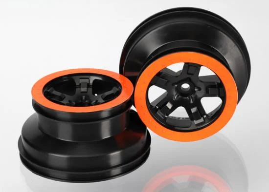 Traxxas Wheels SCT black orange beadlock style dual profile (2.2 outer 3.0 inner) (4WD f/r 2WD rear) (2) — image 2 of 3