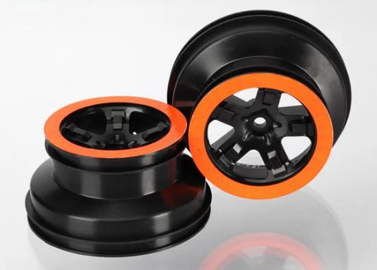 Traxxas Wheels SCT black orange beadlock style dual profile (2.2 outer 3.0 inner) (2WD front) (2) — image 2 of 3
