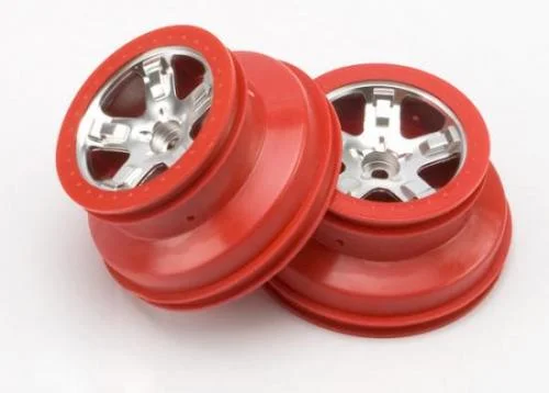 Traxxas Short Course Chrome SCT Wheels - Red Beadlock - 12mm Hex (2) (2WD Front) — image 2 of 3
