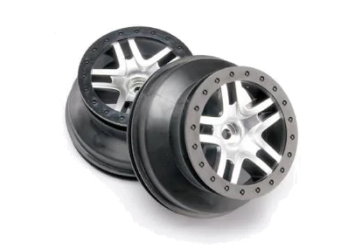 Traxxas Short Course Chrome SS Wheels - Black Beadlock - 12mm Hex (2) (2WD Front) &mdash; image 2 of 3