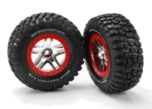 Traxxas BF Goodrich Soft Short Course Tyres on SS Chrome/Red Wheels (2WD Front) &mdash; image 2 of 3