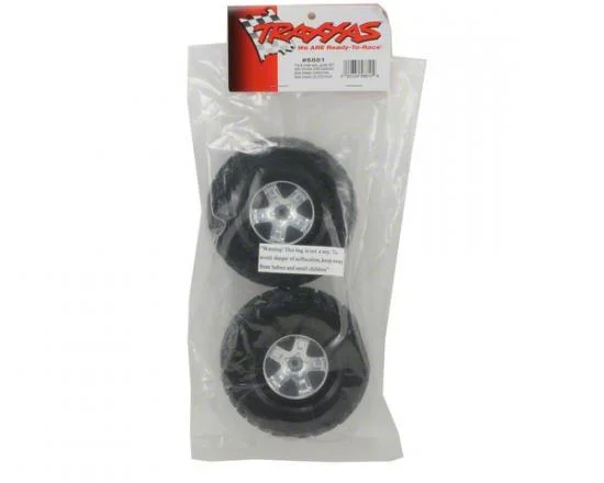 Traxxas Tires wheels assembled glued (SCT satin chrome black beadlock style wheels Kumho tires foam inserts) (2) (2WD front) — image 3 of 3