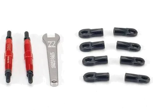 Traxxas 7075-T6 Red-anodized Aluminium TUBES Toe links Slayer (74mm fits front or rear) (2)/ rod ends rear (4)/ rod ends front (4)/ wrench (1) — image 2 of 3