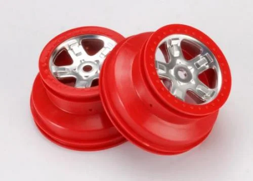 Traxxas SCT Short Course 2.2/3.0 Chrome Wheels - Red Beadlock - 14mm Hex (2) — image 2 of 3