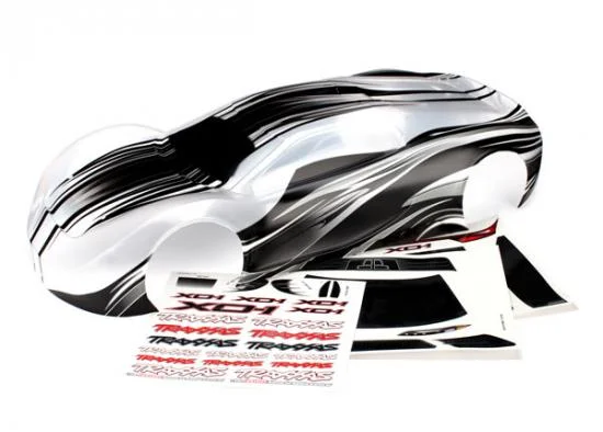Traxxas Body XO-1 ProGraphix (graphics are printed requires paint final color application) / wing / wing uprights (2) / washers (2) / decals — image 2 of 2
