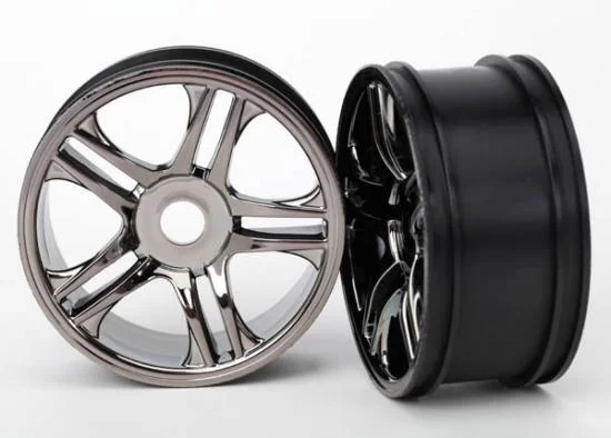Traxxas Wheels split-spoke (black chrome) (front) (2) &mdash; image 2 of 3