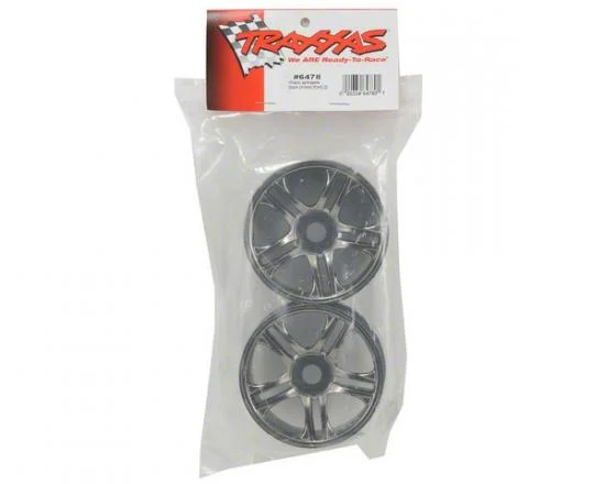 Traxxas Wheels split-spoke (black chrome) (front) (2) &mdash; image 3 of 3