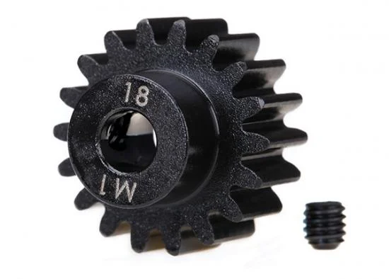 Traxxas Hardened Machined Pinion Gear - 18T - 1 Mod Pitch - 5mm Bore (Compatible With Steel Spurs) &mdash; image 2 of 2